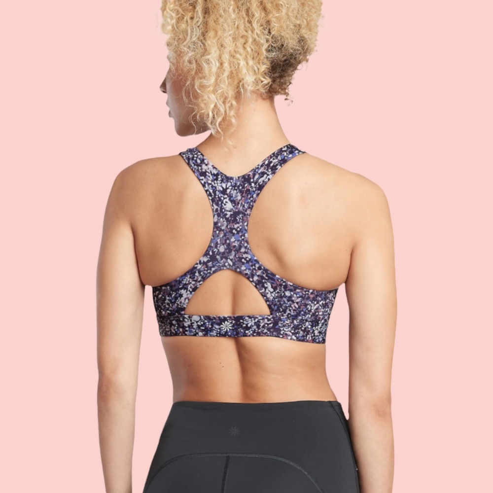 NWT Athleta Ultimate Printed Sports Bra Sandstone Navy Multicolor Size XXS